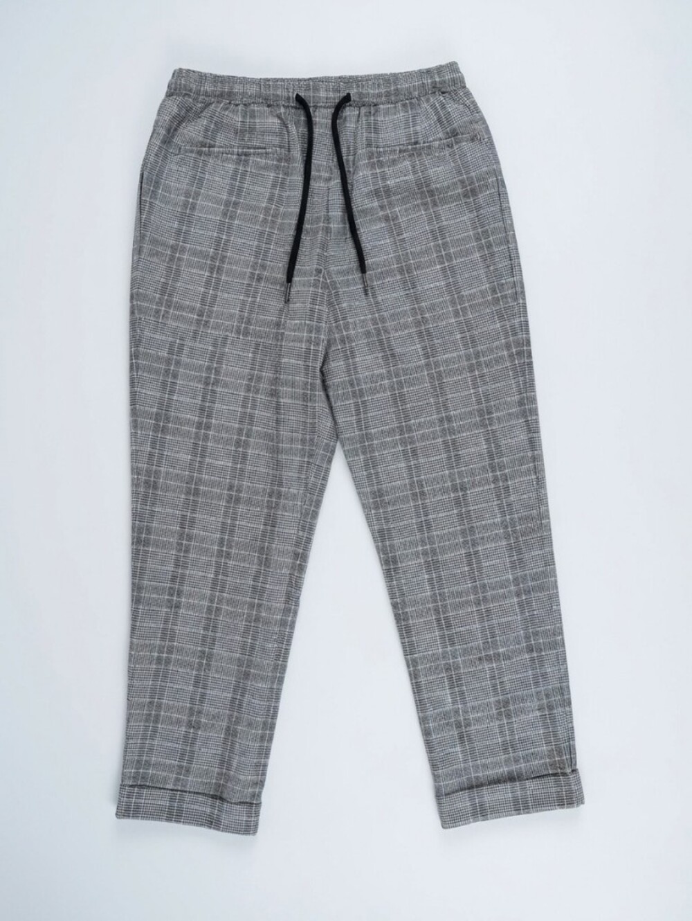Open Edit Gray Plaid Pull On Ankle Pants Size Small Drawstring Career Casual